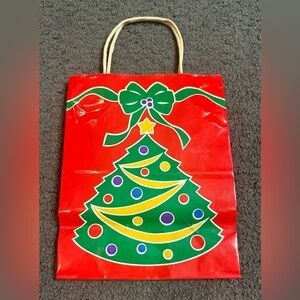Vintage Jean Marie 1992 Creations Christmas Tree Red Gift Bag 7.75 x 9.5 x 4.75”